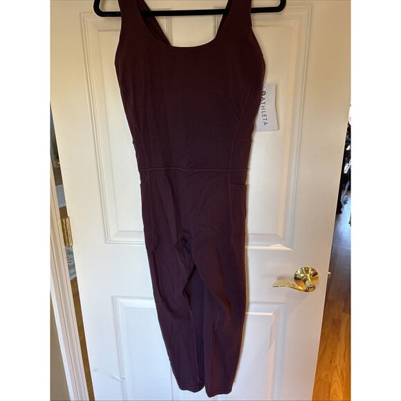 Athleta Salutation Bodysuit pant Spiced Cabernet NWT $129 Large pad bra pockets - Picture 1 of 16